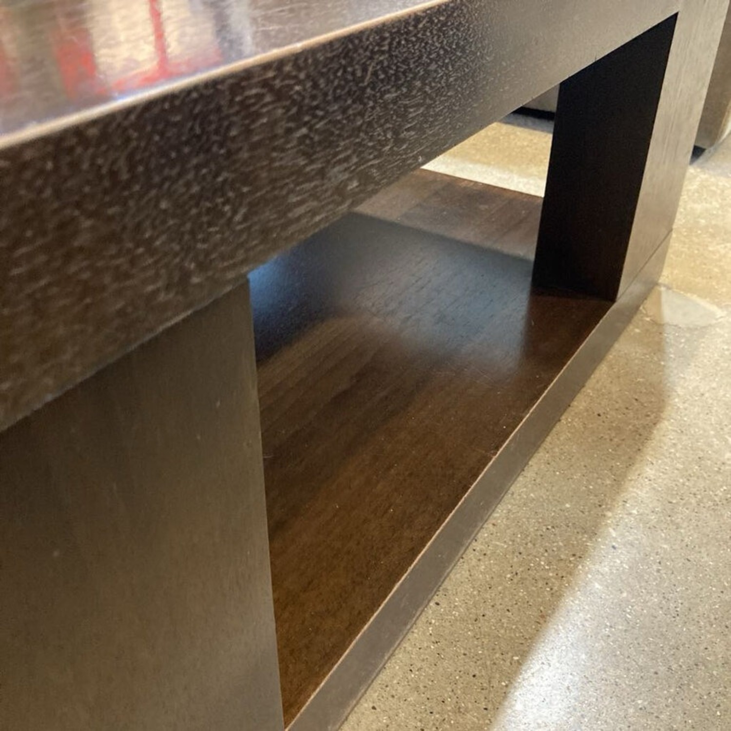 Oversized Rectangular Tiered Wood Coffee Table - image-9