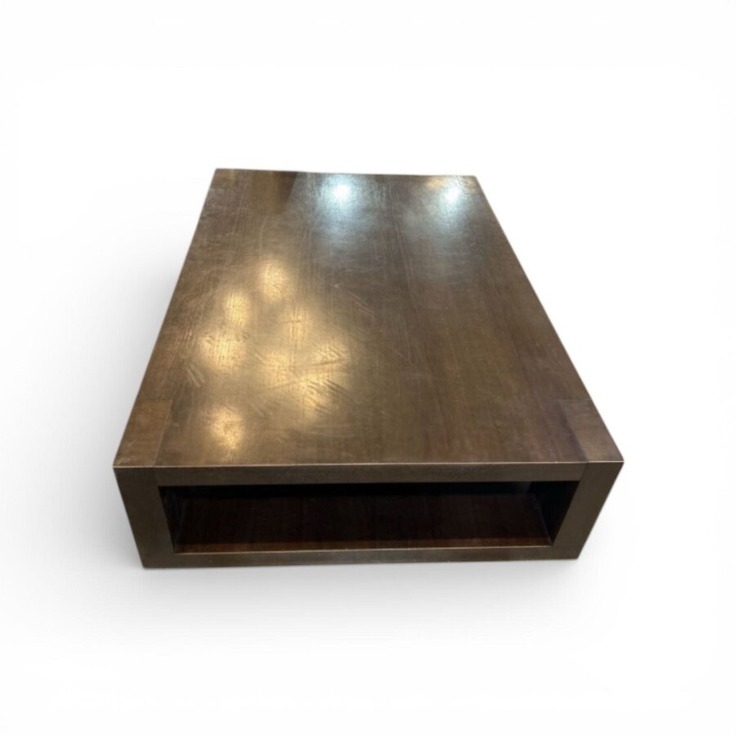 Oversized Rectangular Tiered Wood Coffee Table - image-1