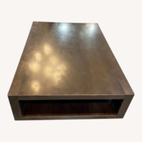 Oversized Rectangular Tiered Wood Coffee Table