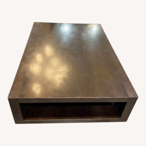 Used Oversized Rectangular Tiered Wood Coffee Table for sale on AptDeco