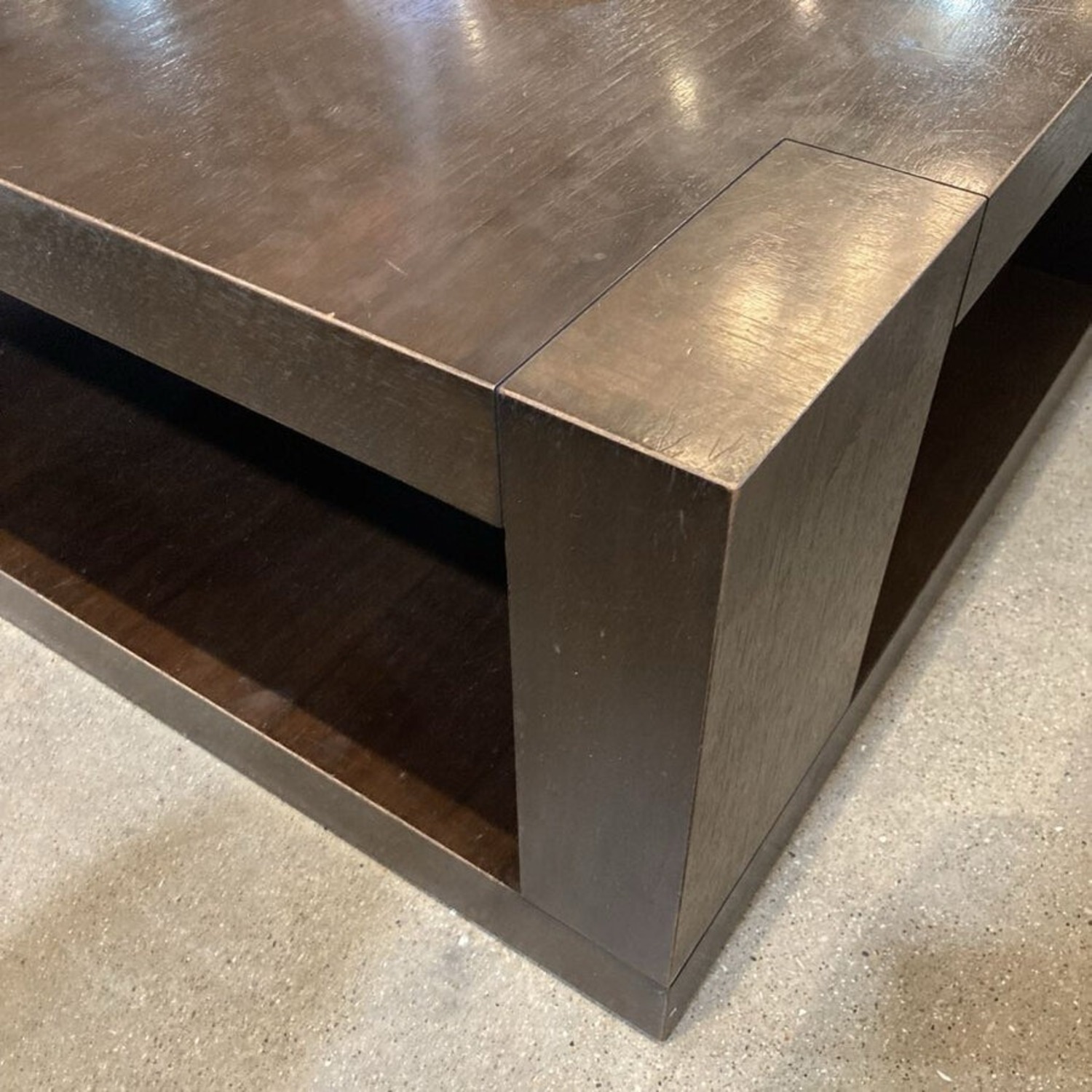 Oversized Rectangular Tiered Wood Coffee Table - image-7