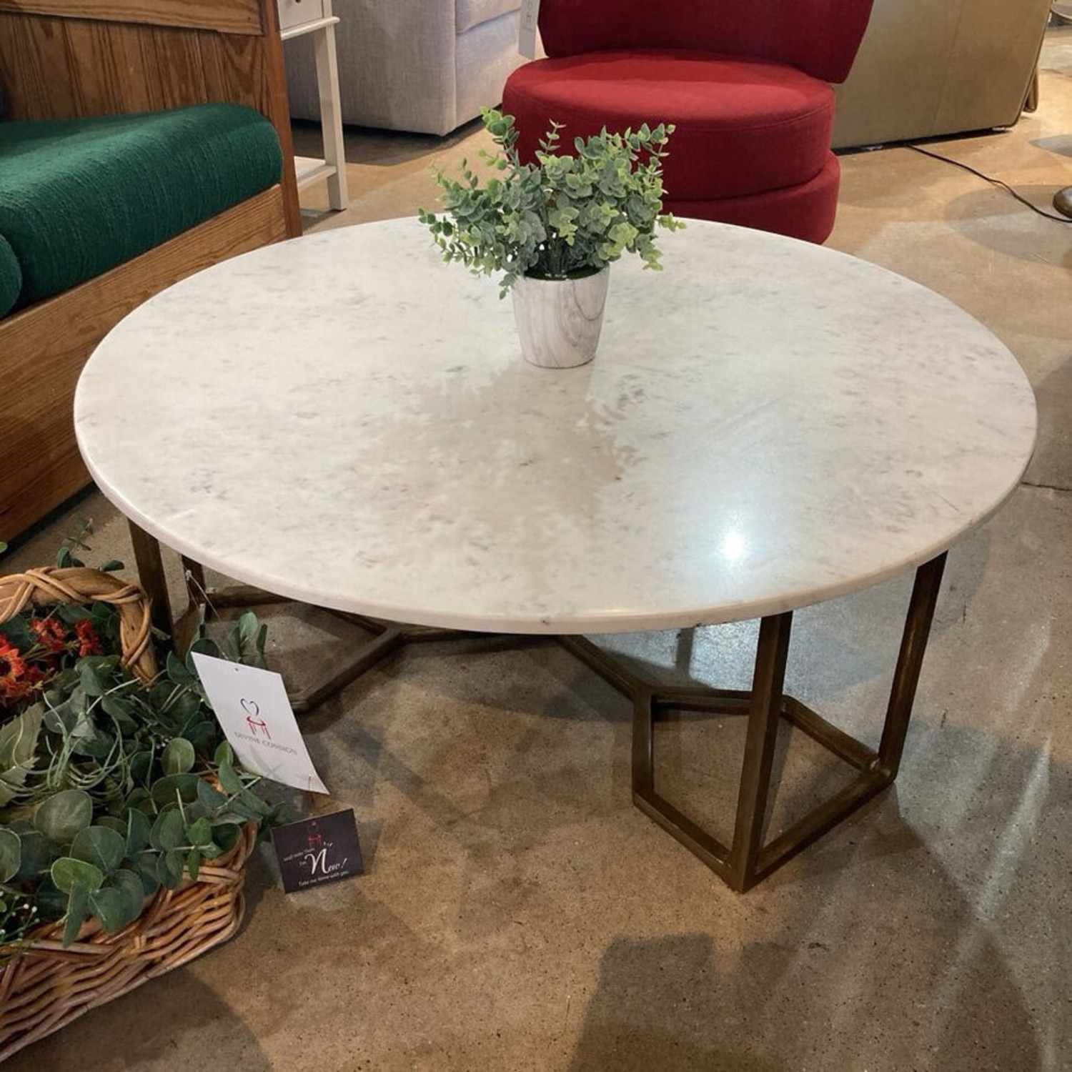 Four Hands Naomi Brass & Marble Coffee Table - image-2