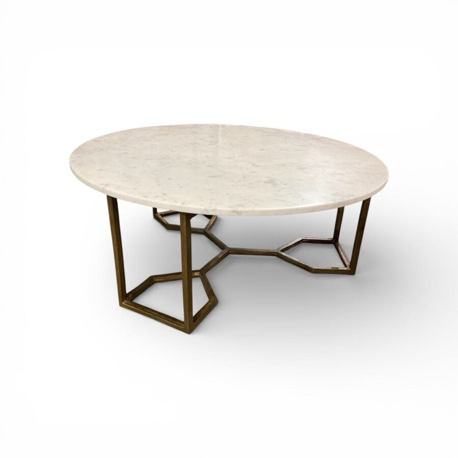 Four Hands Naomi Brass & Marble Coffee Table - image-1