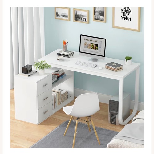 Used White L-Shaped Computer Desk for sale on AptDeco