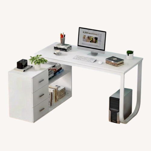 Used White L-Shaped Computer Desk for sale on AptDeco