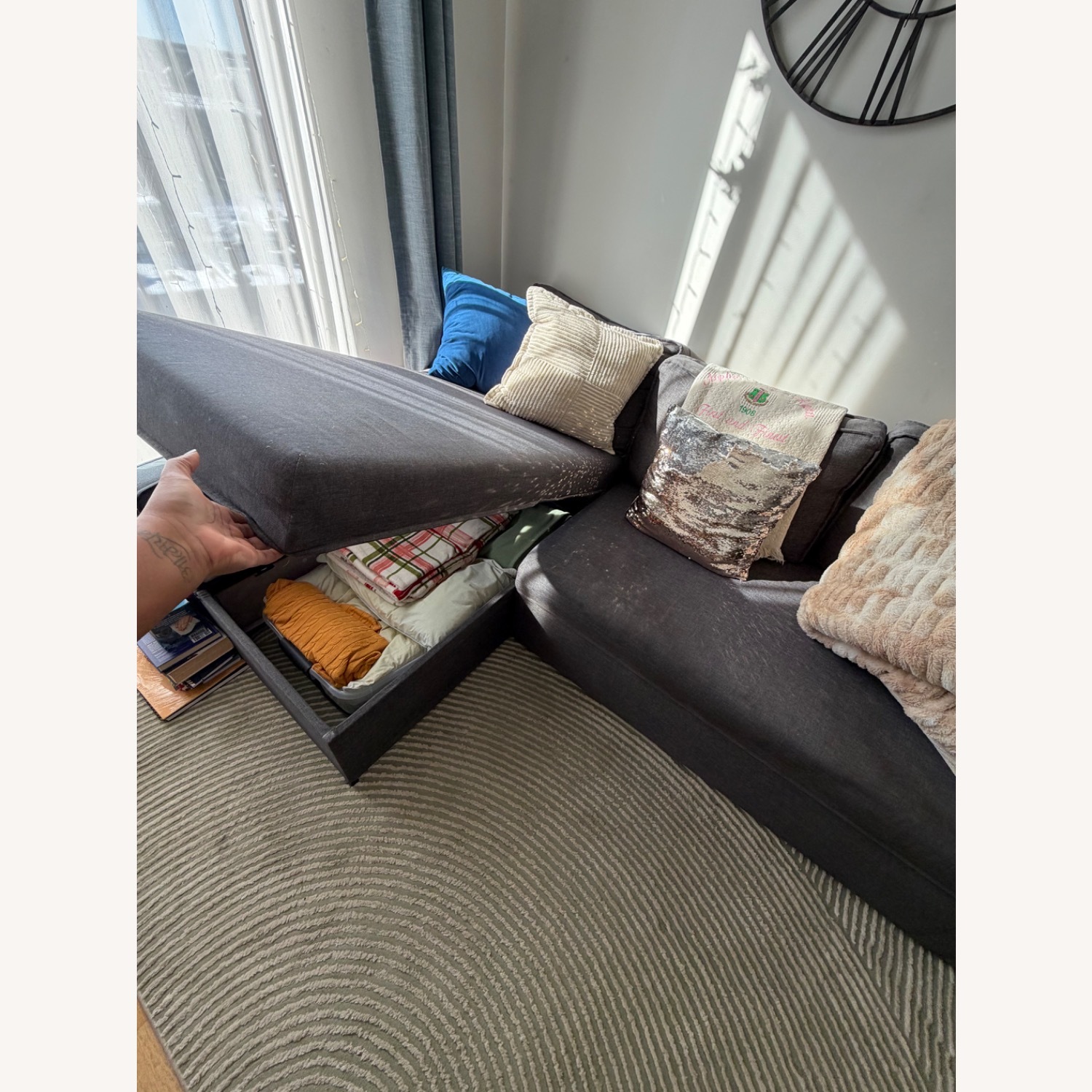 Home Depot Dark Gray Fabric Sleeper Sofa - image-4