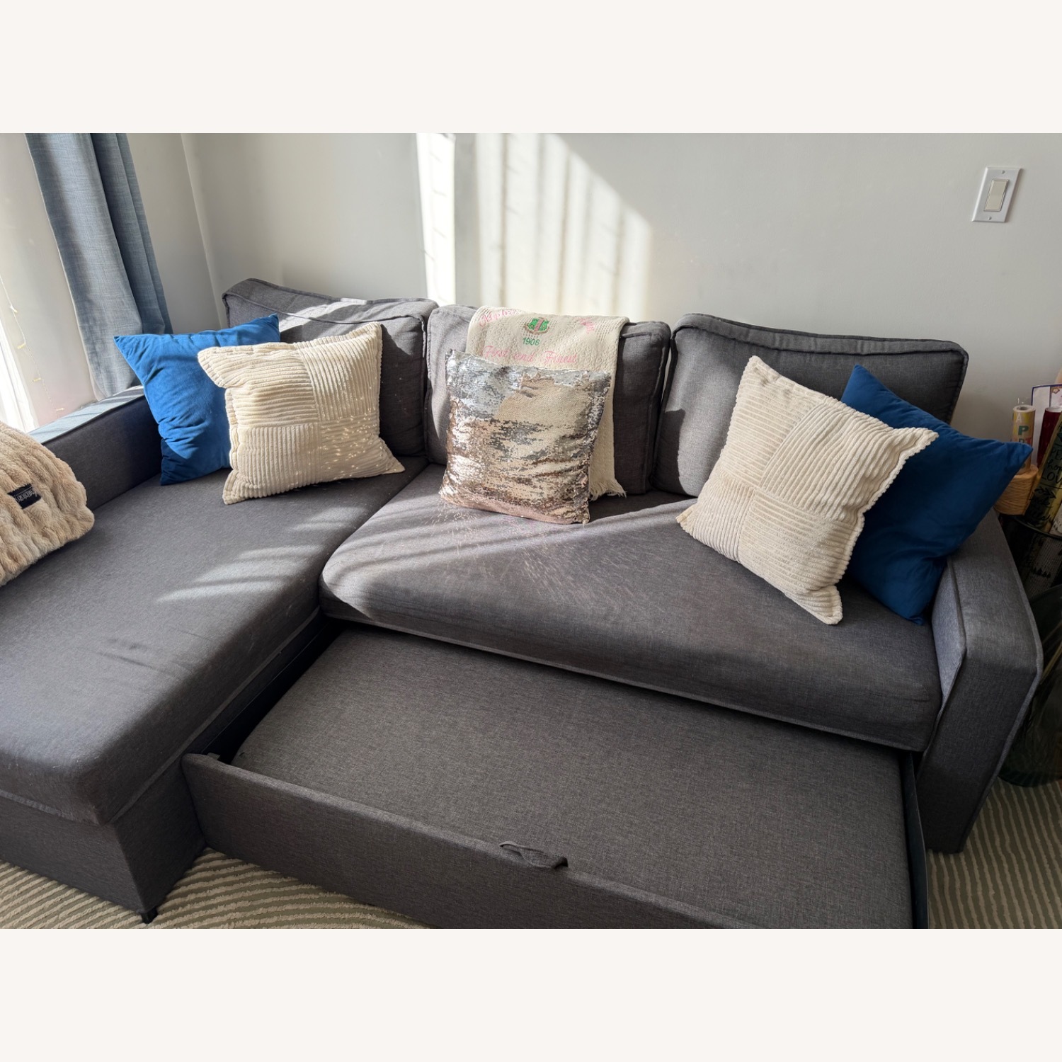 Home Depot Dark Gray Fabric Sleeper Sofa - image-2