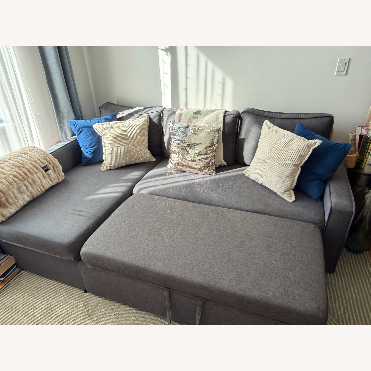 Home Depot Dark Gray Fabric Sleeper Sofa - image-3