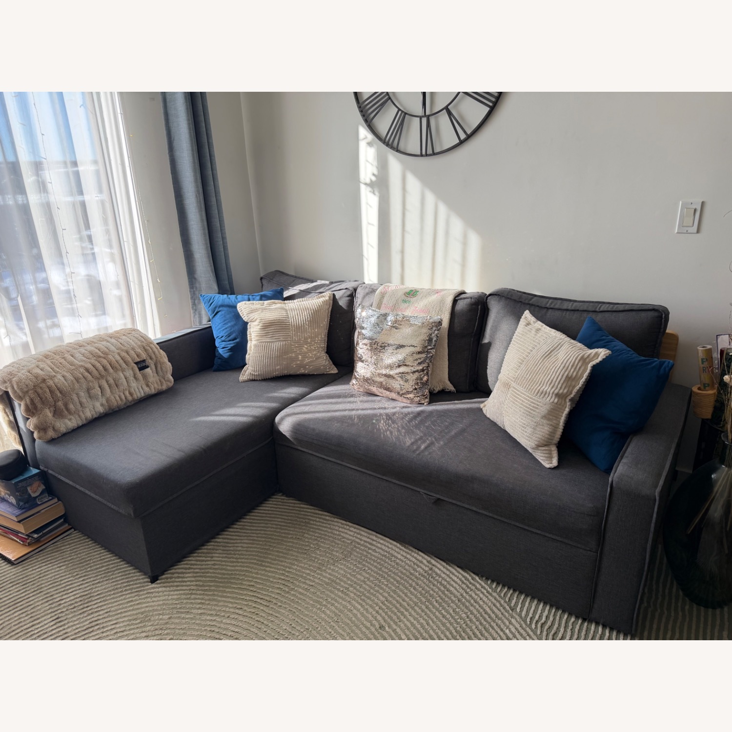 Home Depot Dark Gray Fabric Sleeper Sofa - image-1