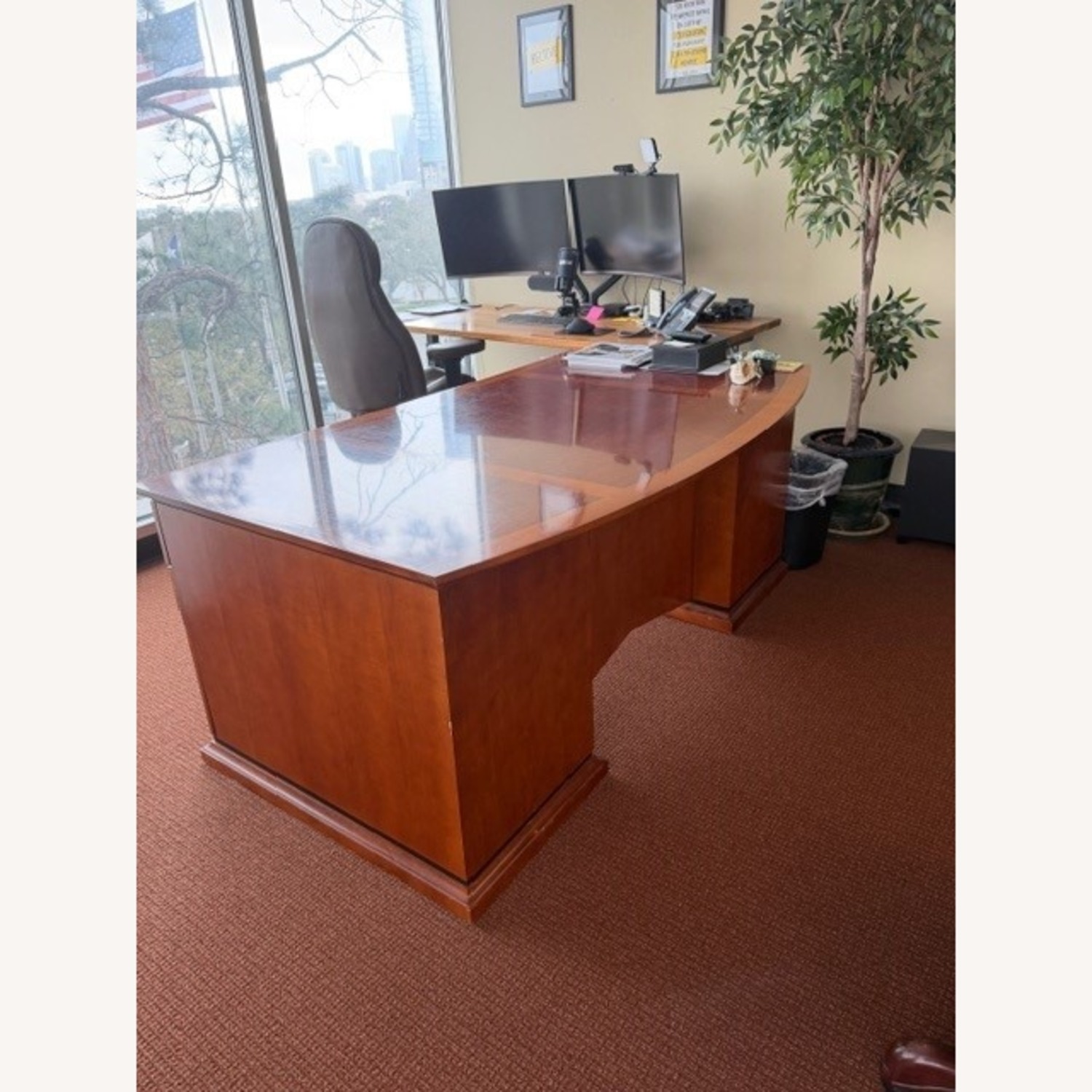 Traditional Solid Cherry Executive Desk - image-2