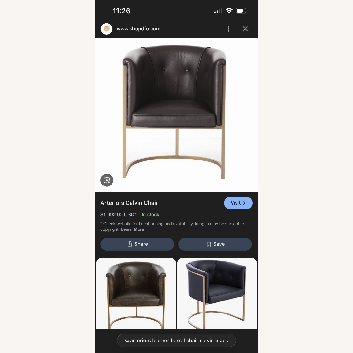 Arteriors Home Dark Brown Leather Accent Chair - image-4