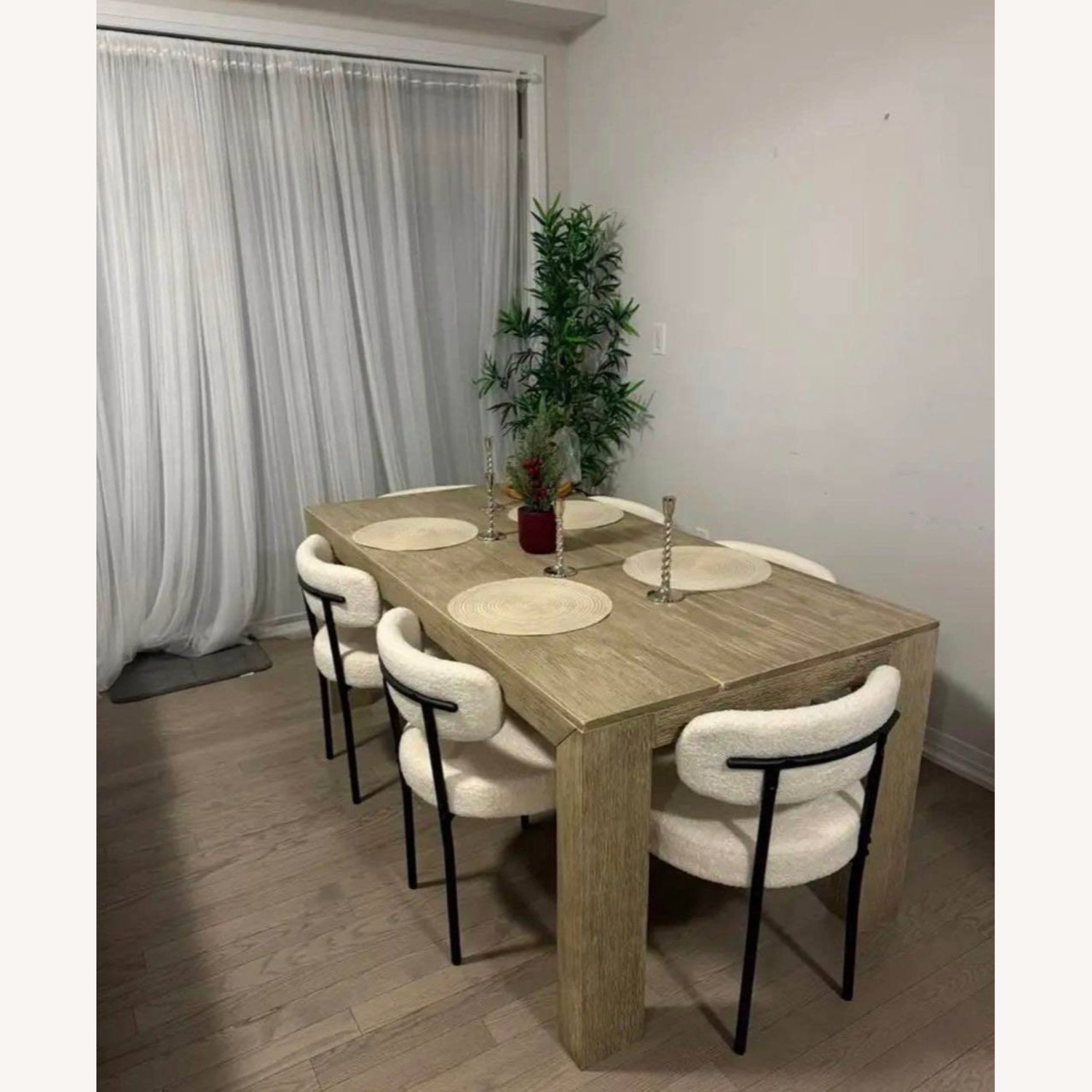 West Elm White Fabric Dining Chairs - image-4