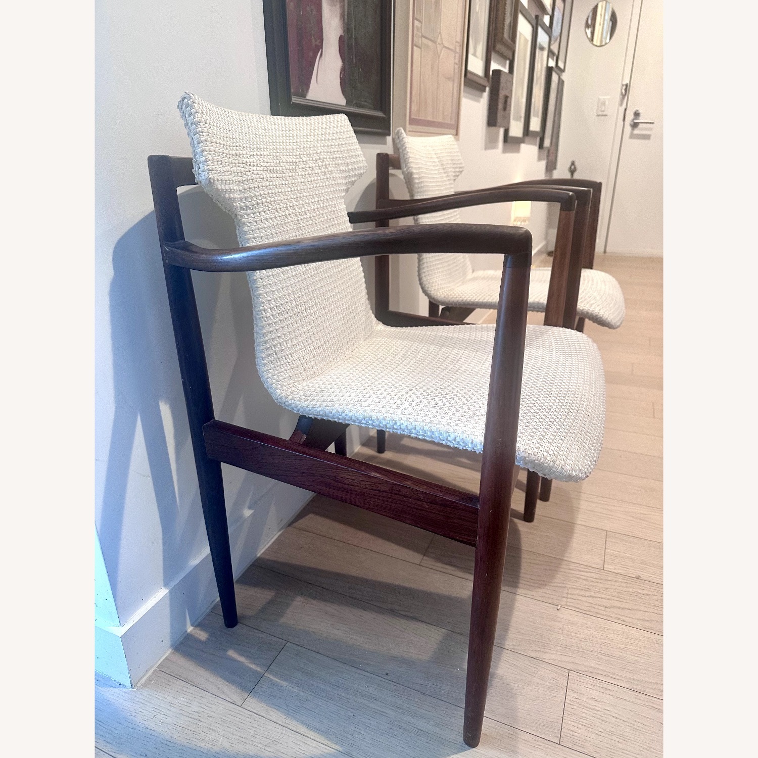 Finn Juhl Style Natural Fabric Accent Chairs - image-2