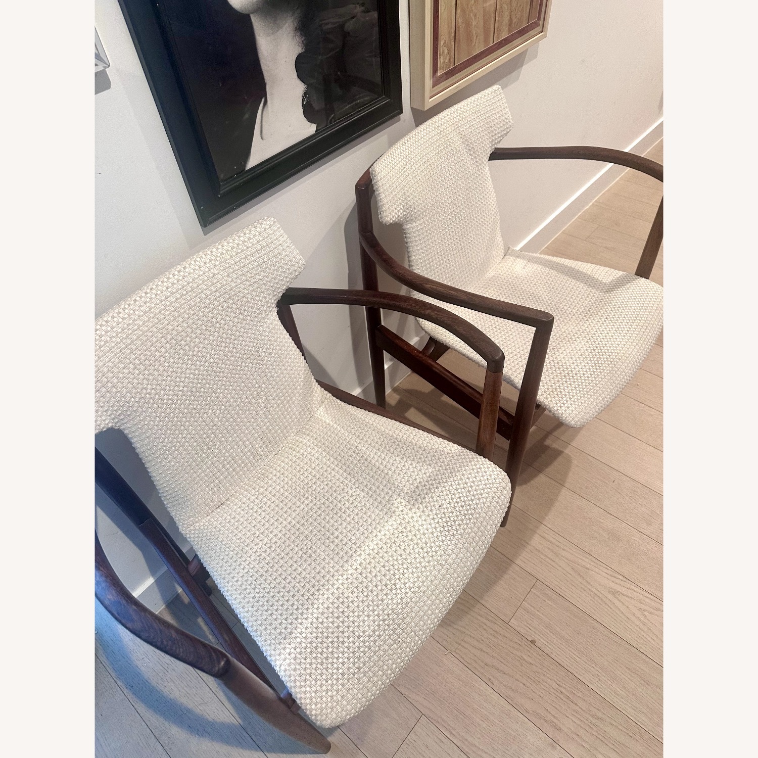 Finn Juhl Style Natural Fabric Accent Chairs - image-3
