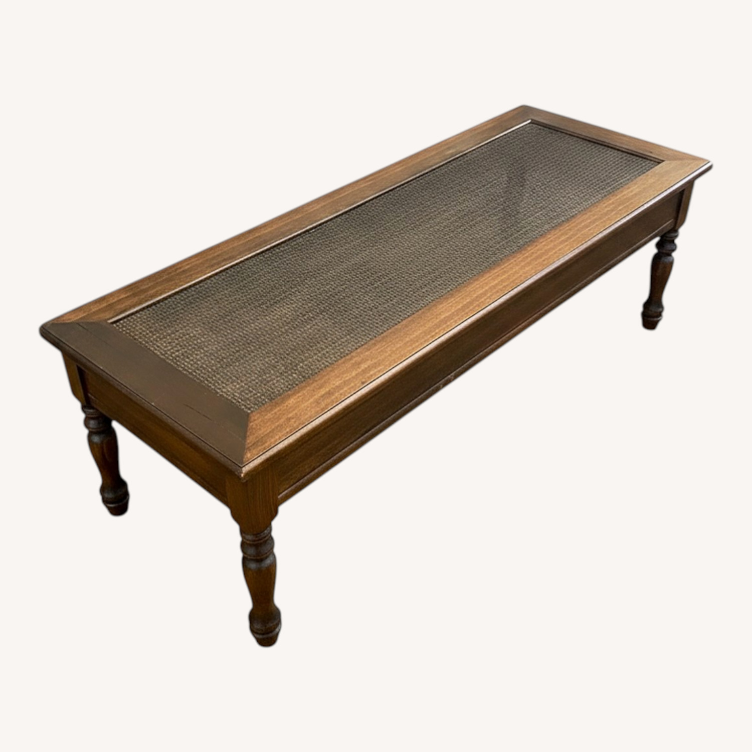 Vintage Dark Wood and Cane Coffee Table - image-0