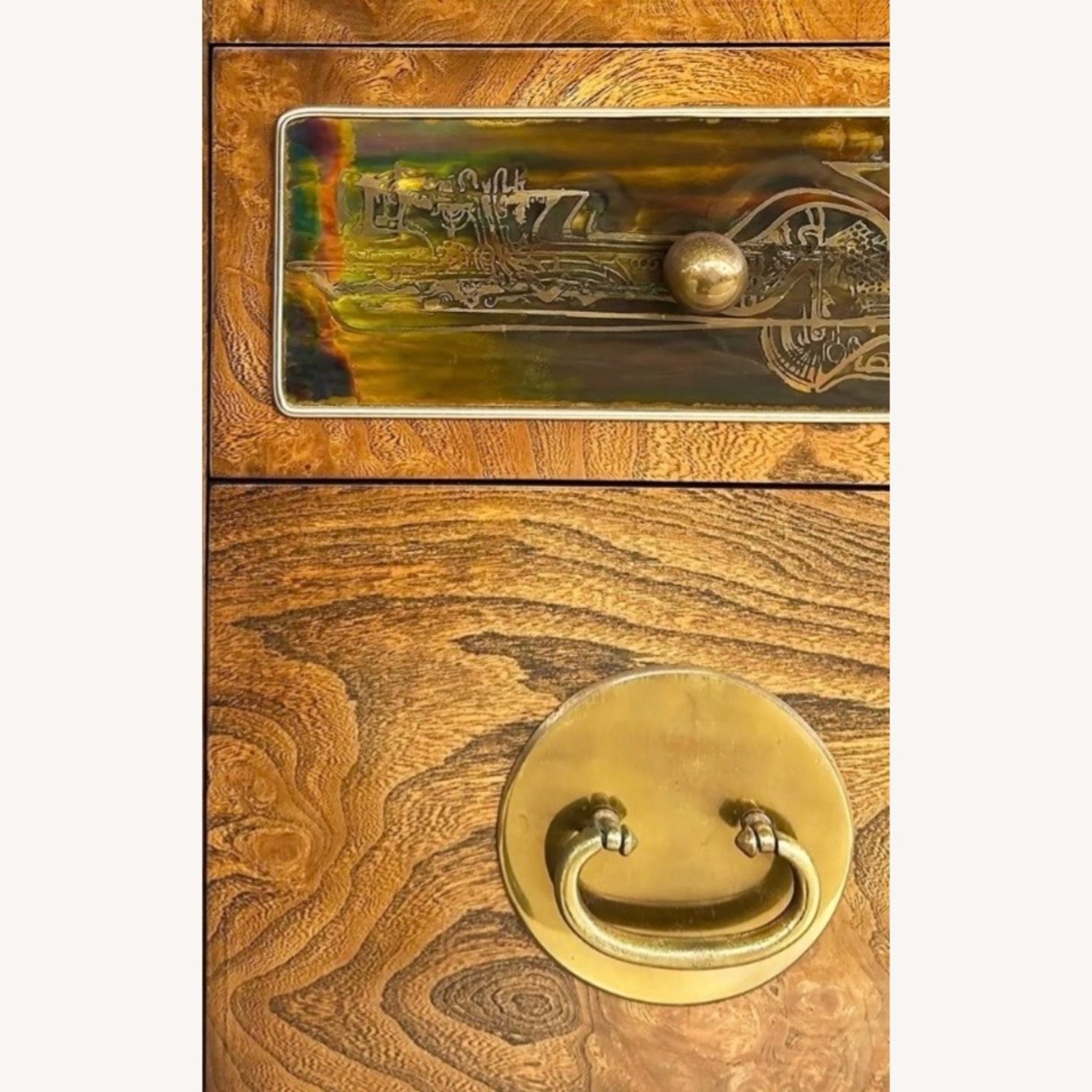 Bernard Rohne Burl Wood Brass Chest Armoire - image-4