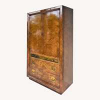 Bernard Rohne Burl Wood Brass Chest Armoire
