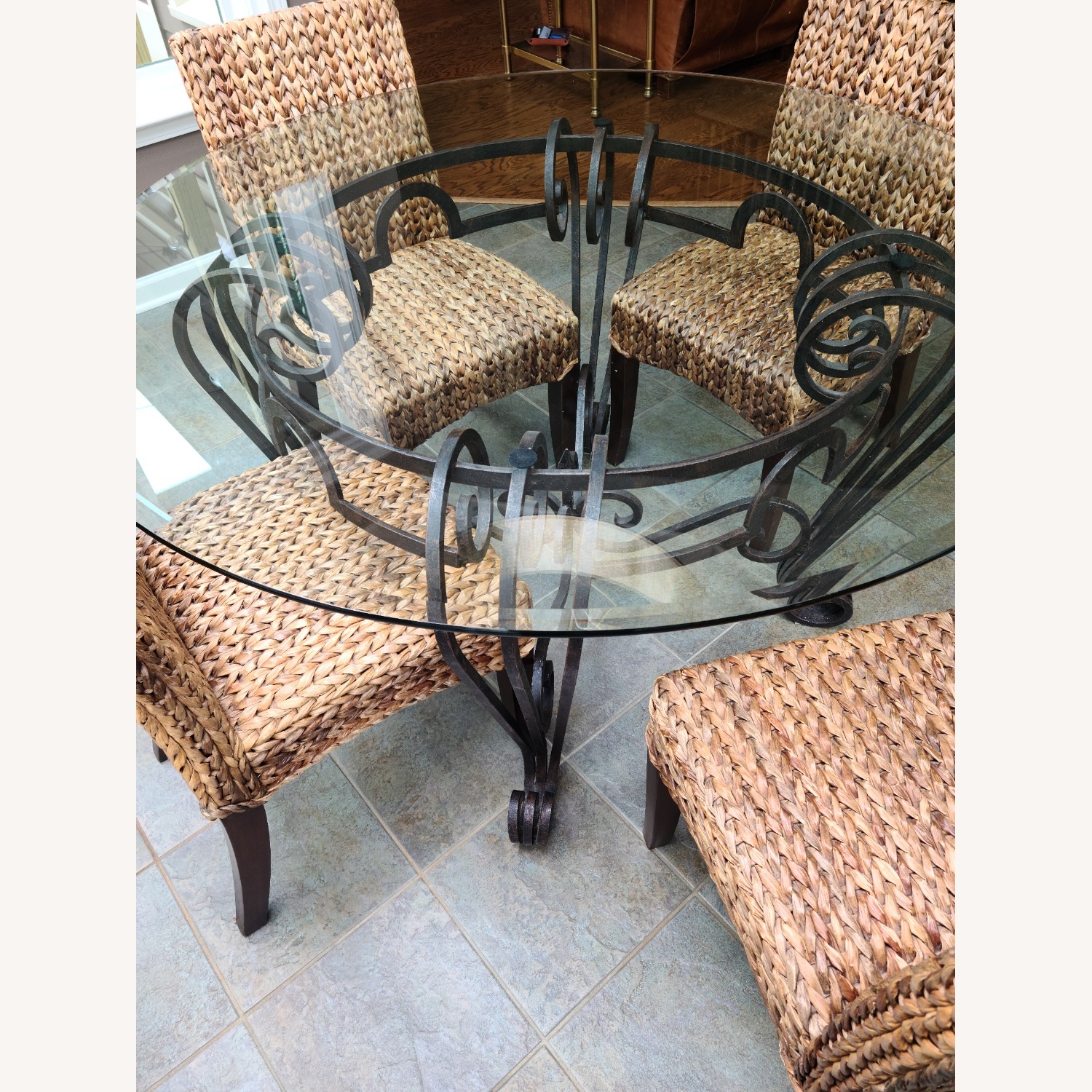 Pottery Barn Seagrass Brown Wood Chairs - image-2