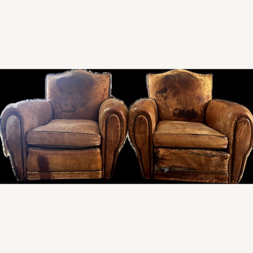 Used French Leather Mustache Club Chairs for sale on AptDeco