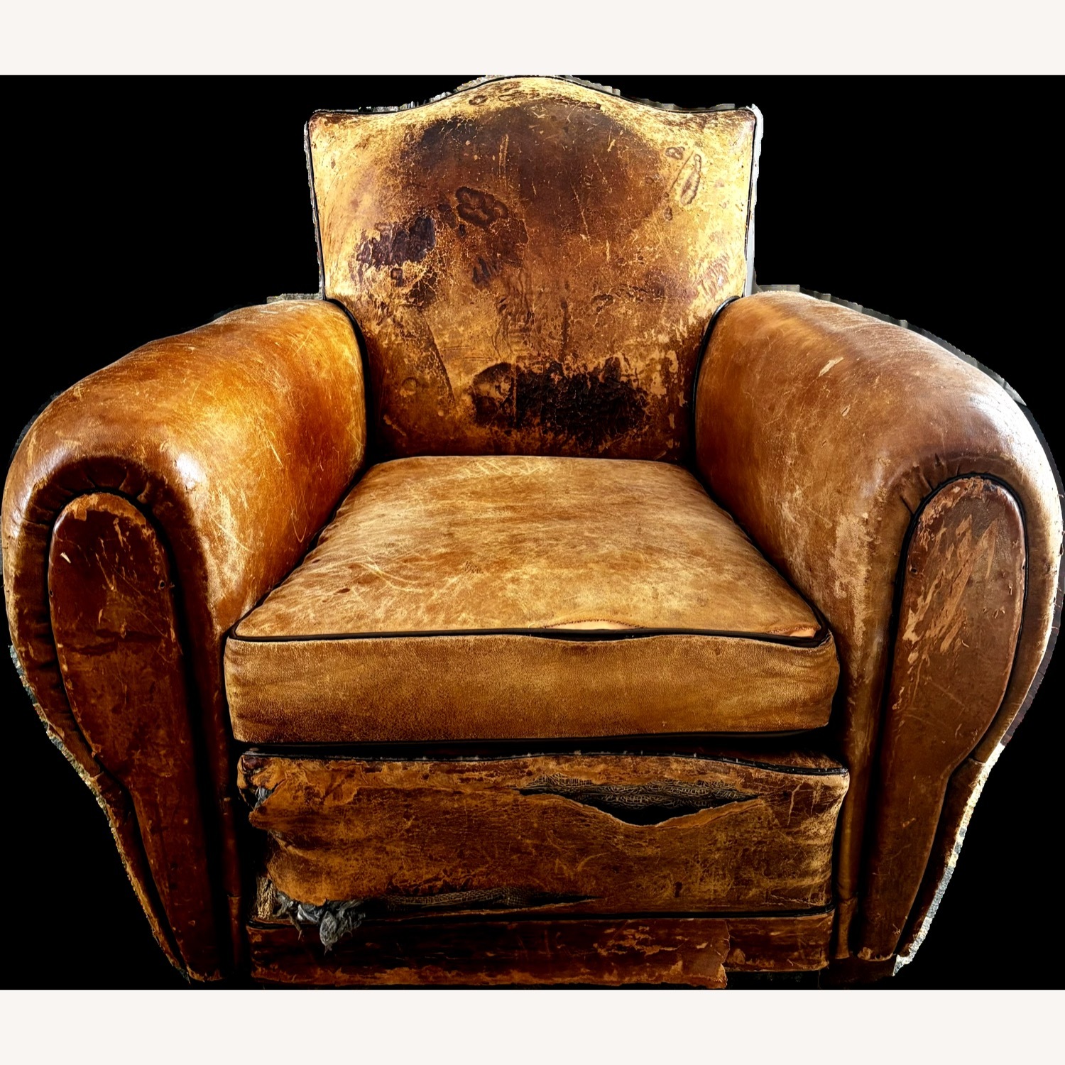 French Leather Mustache Club Chairs - image-2