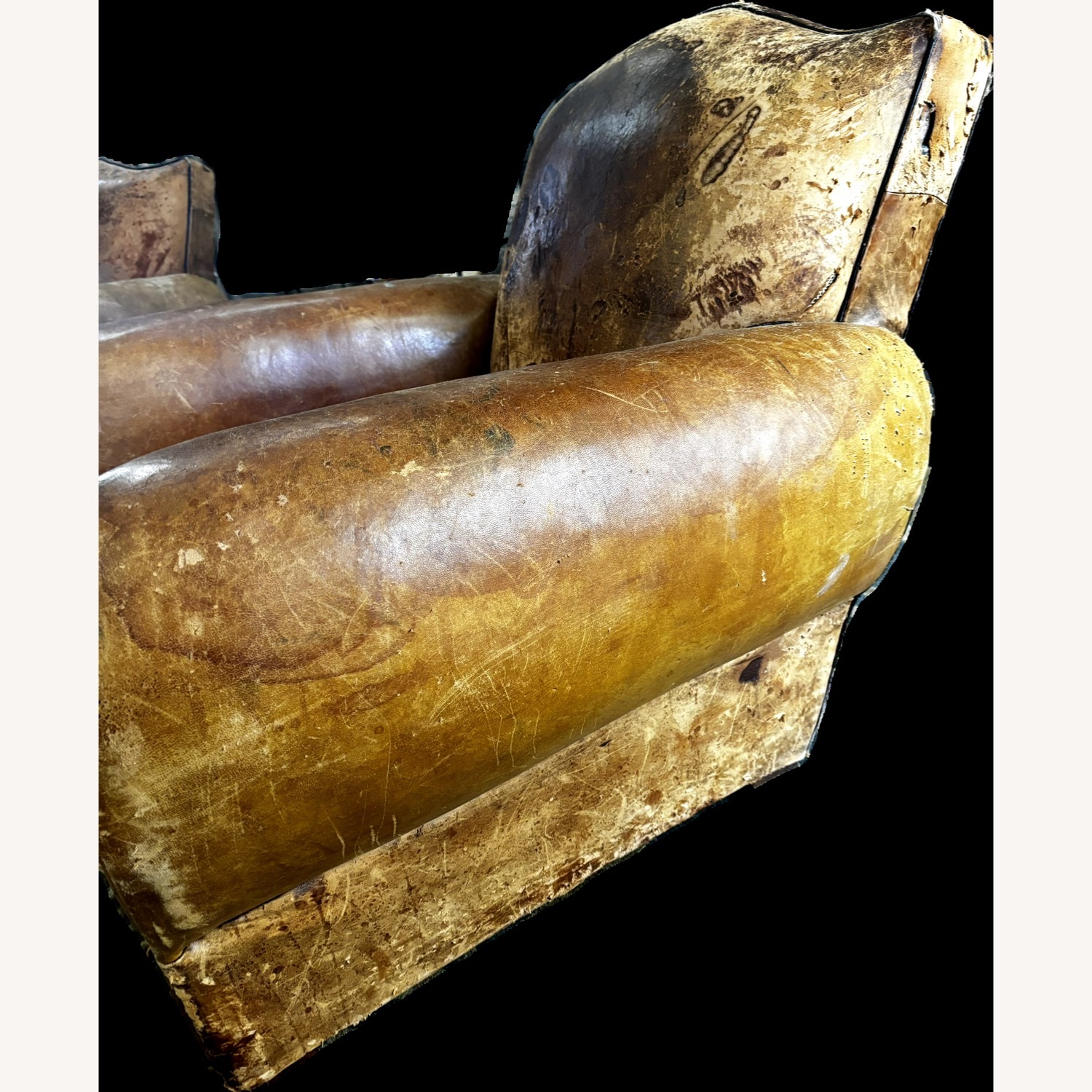 French Leather Mustache Club Chairs - image-3