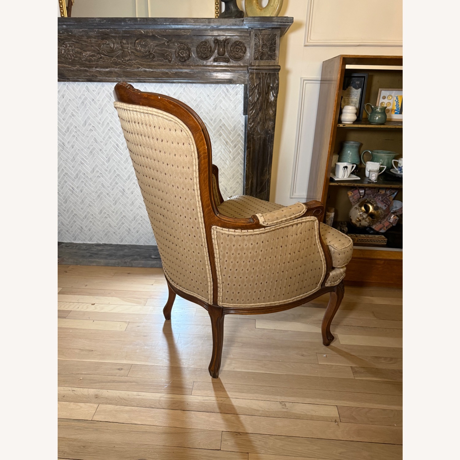Vintage/Antique Light Brown Wood Armchair - image-3