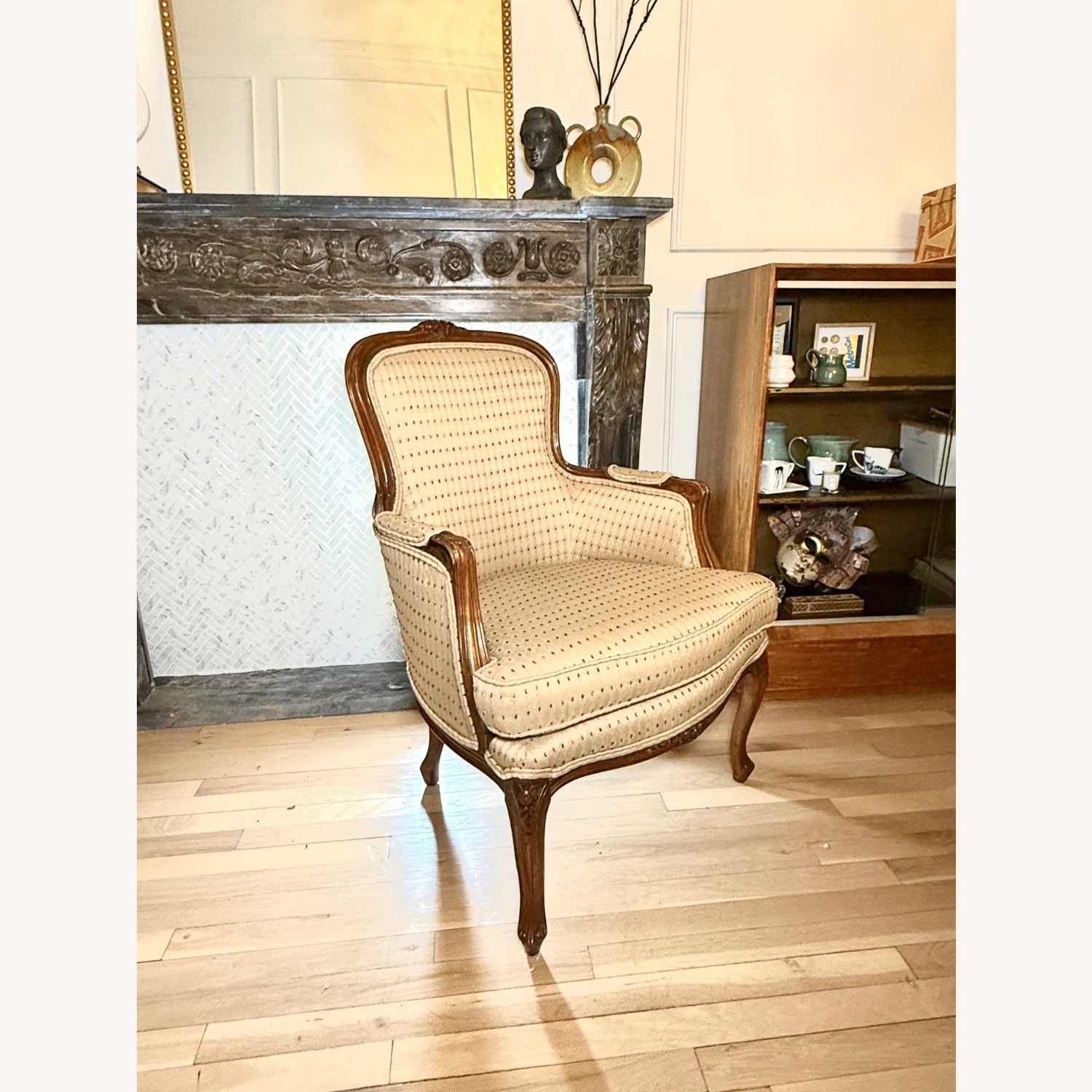 Vintage/Antique Light Brown Wood Armchair - image-2