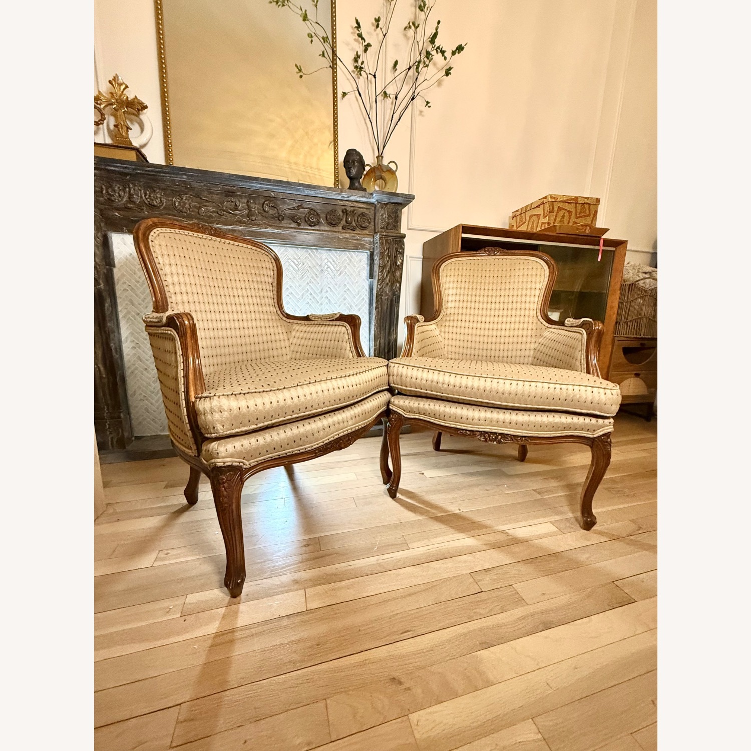 Vintage/Antique Light Brown Wood Armchair - image-6