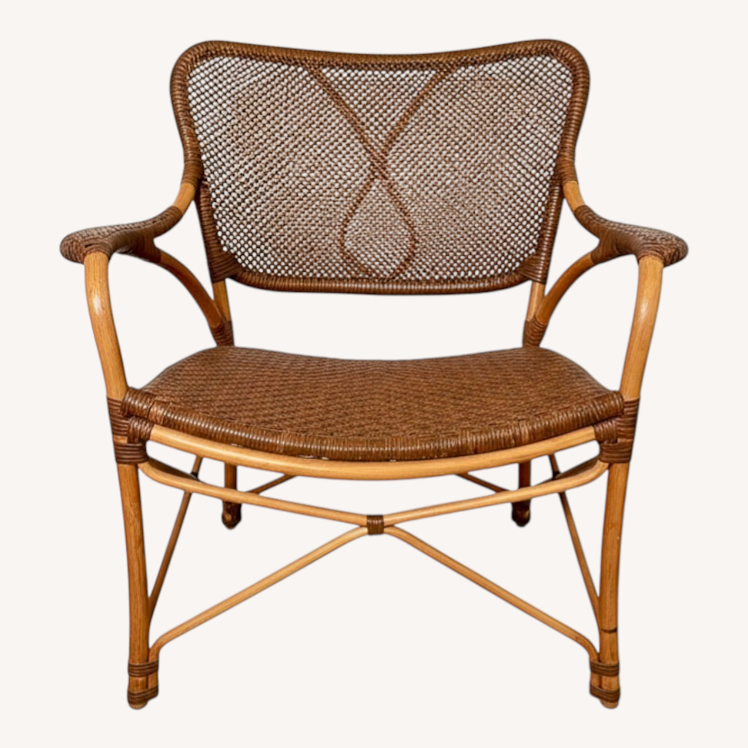 Vintage 1950s Rattan Chair MCM Boho - image-0