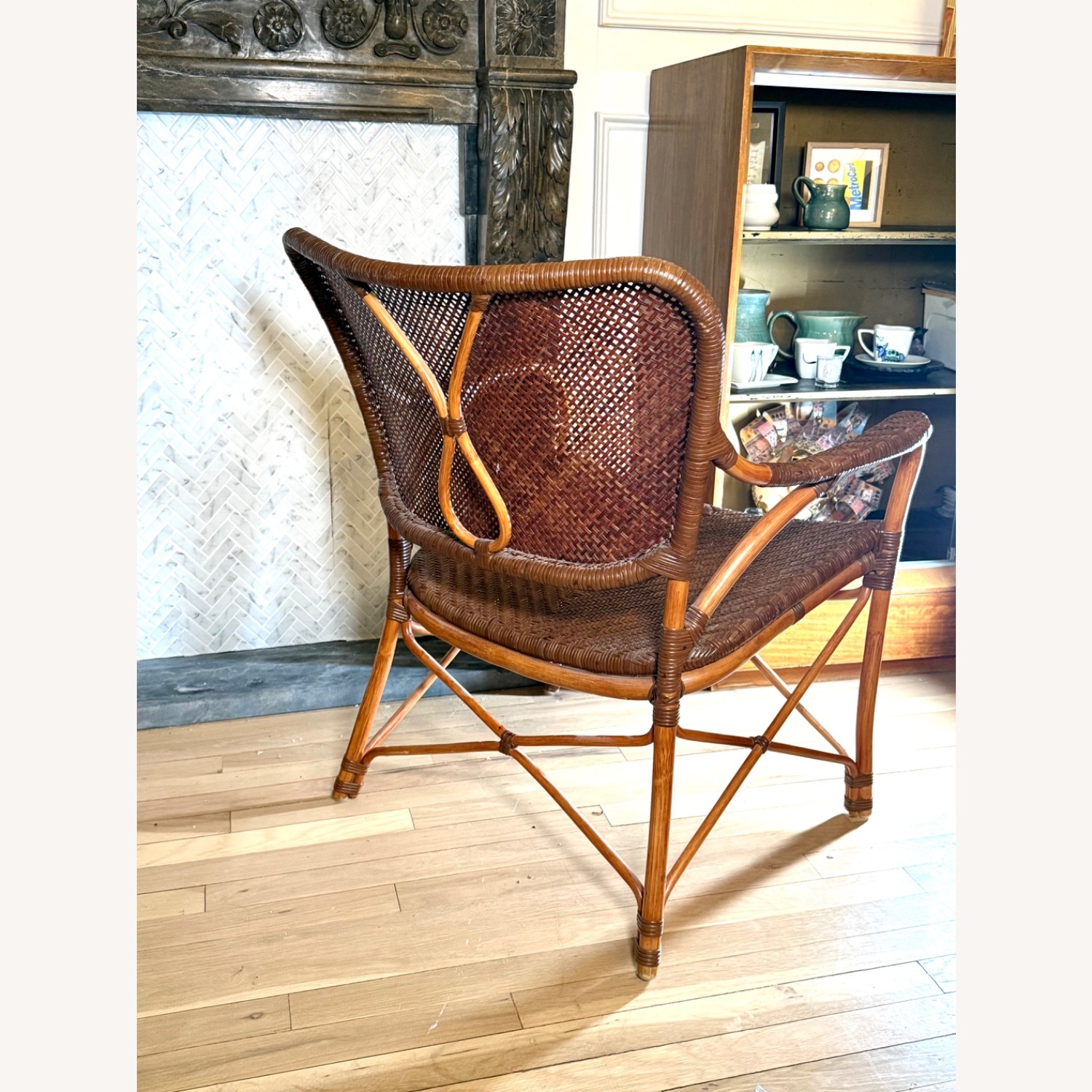 Vintage 1950s Rattan Chair MCM Boho - image-3