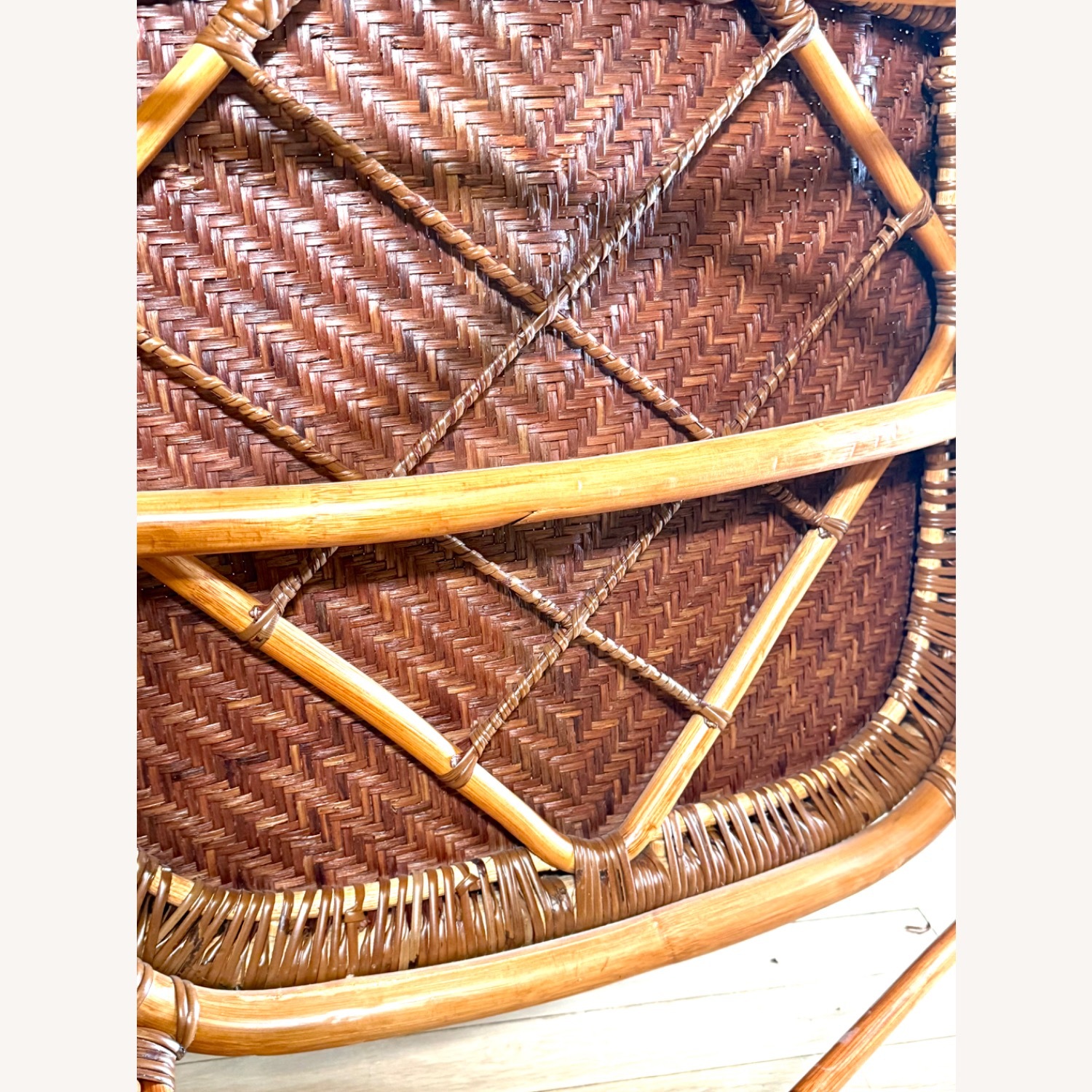 Vintage 1950s Rattan Chair MCM Boho - image-5