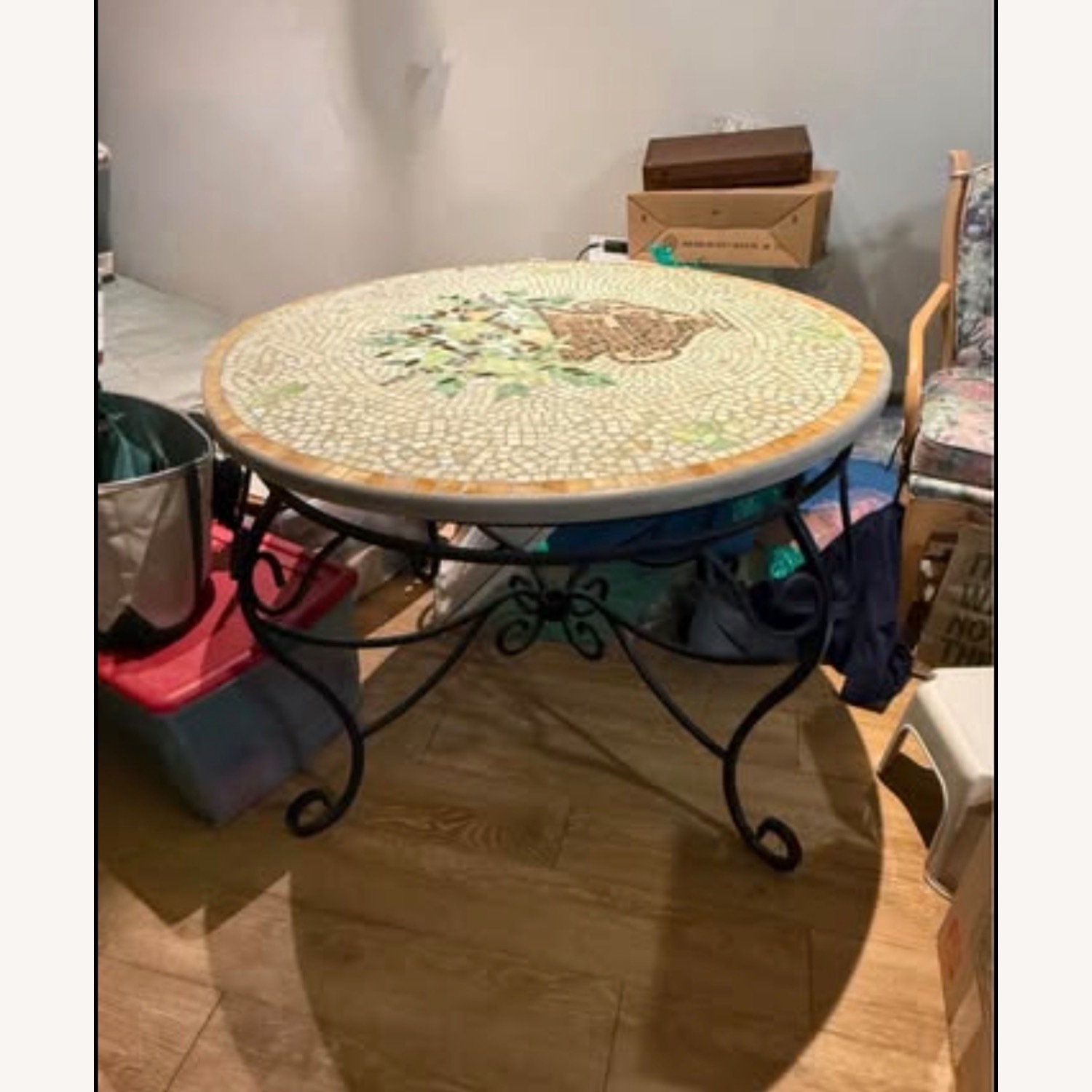 Vintage Mosaic Wrought Iron Table Mediterranean  - image-2