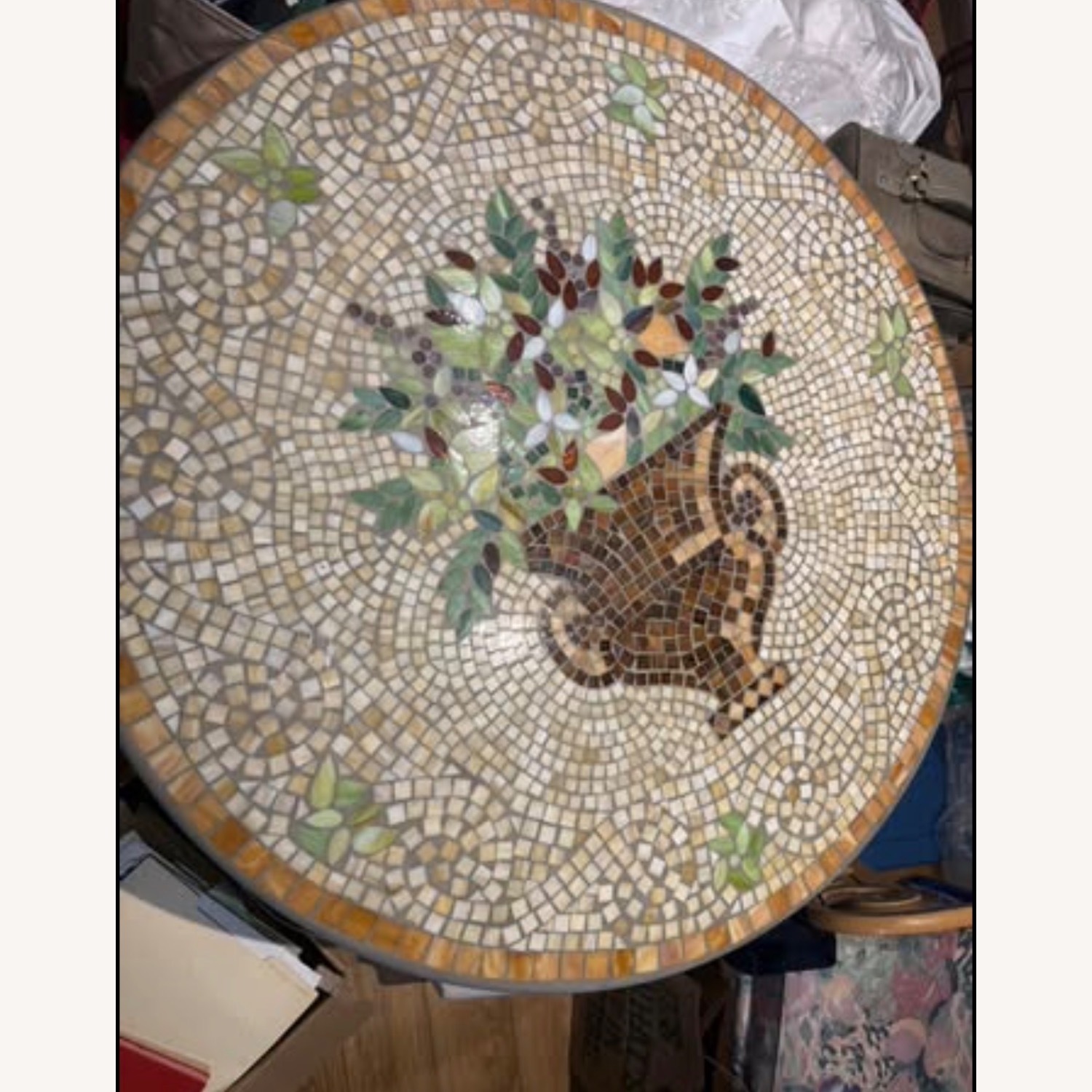 Vintage Mosaic Wrought Iron Table Mediterranean  - image-1