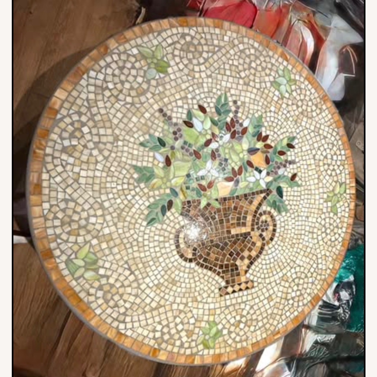 Vintage Mosaic Wrought Iron Table Mediterranean  - image-4