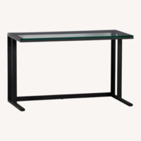 Crate & Barrel Pilsen Wood and Glass Desk 