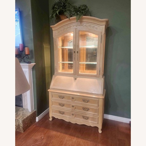 Used Vintage Secretary Desk Lighted Hutch Solid Wood for sale on AptDeco