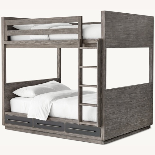 Used Restoration Hardware Grey Driftwood Colbin Storage Bunk Bed for sale on AptDeco