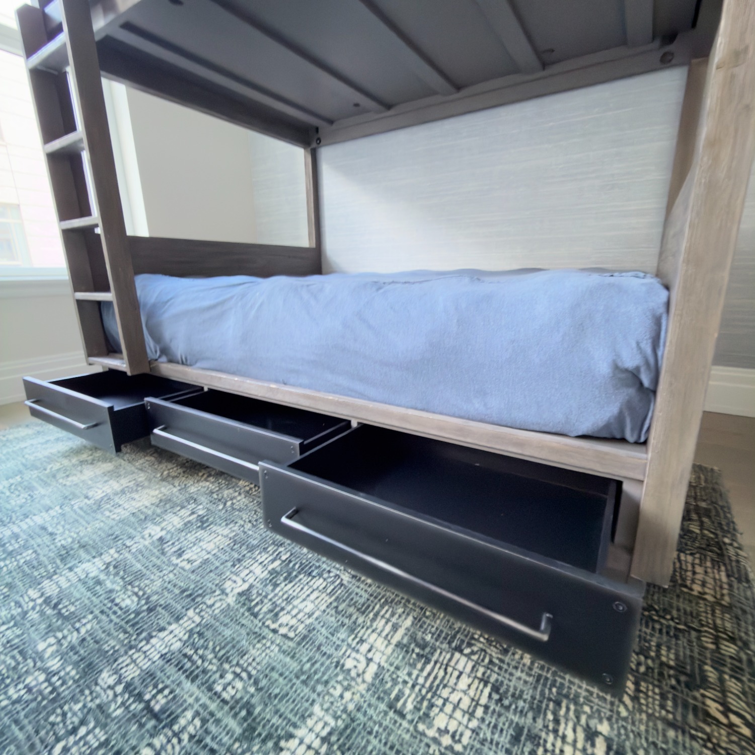 Restoration Hardware Grey Driftwood Colbin Storage Bunk Bed - image-2