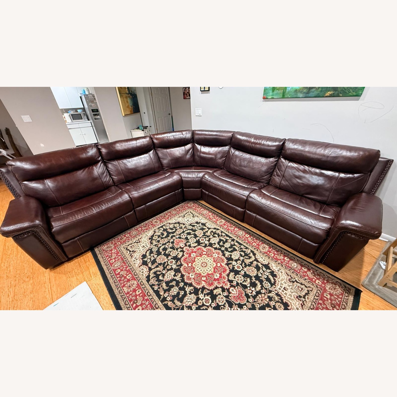 Raymour & Flanigan Leather Sectional Recliner Sofa - image-1