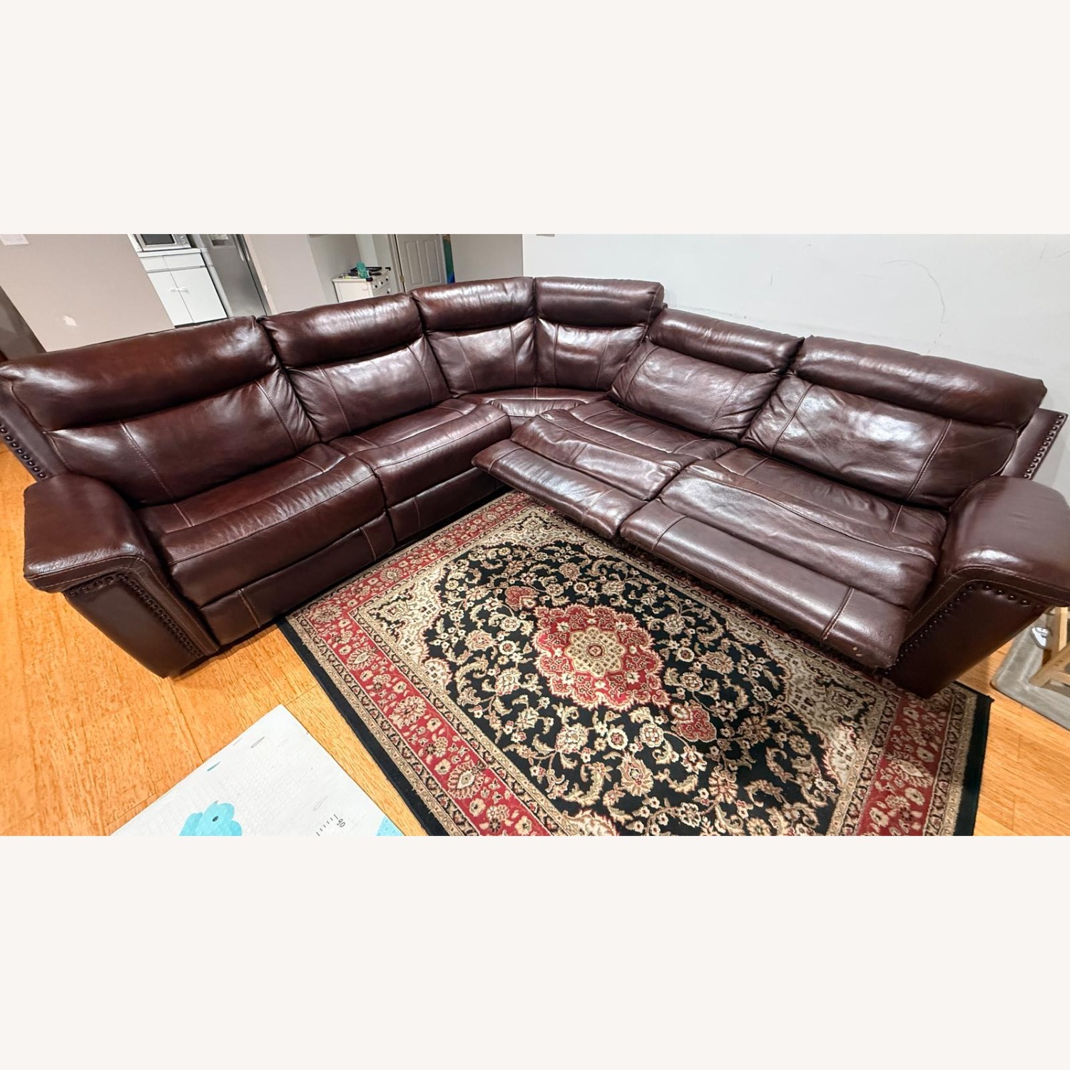 Raymour & Flanigan Leather Sectional Recliner Sofa - image-6