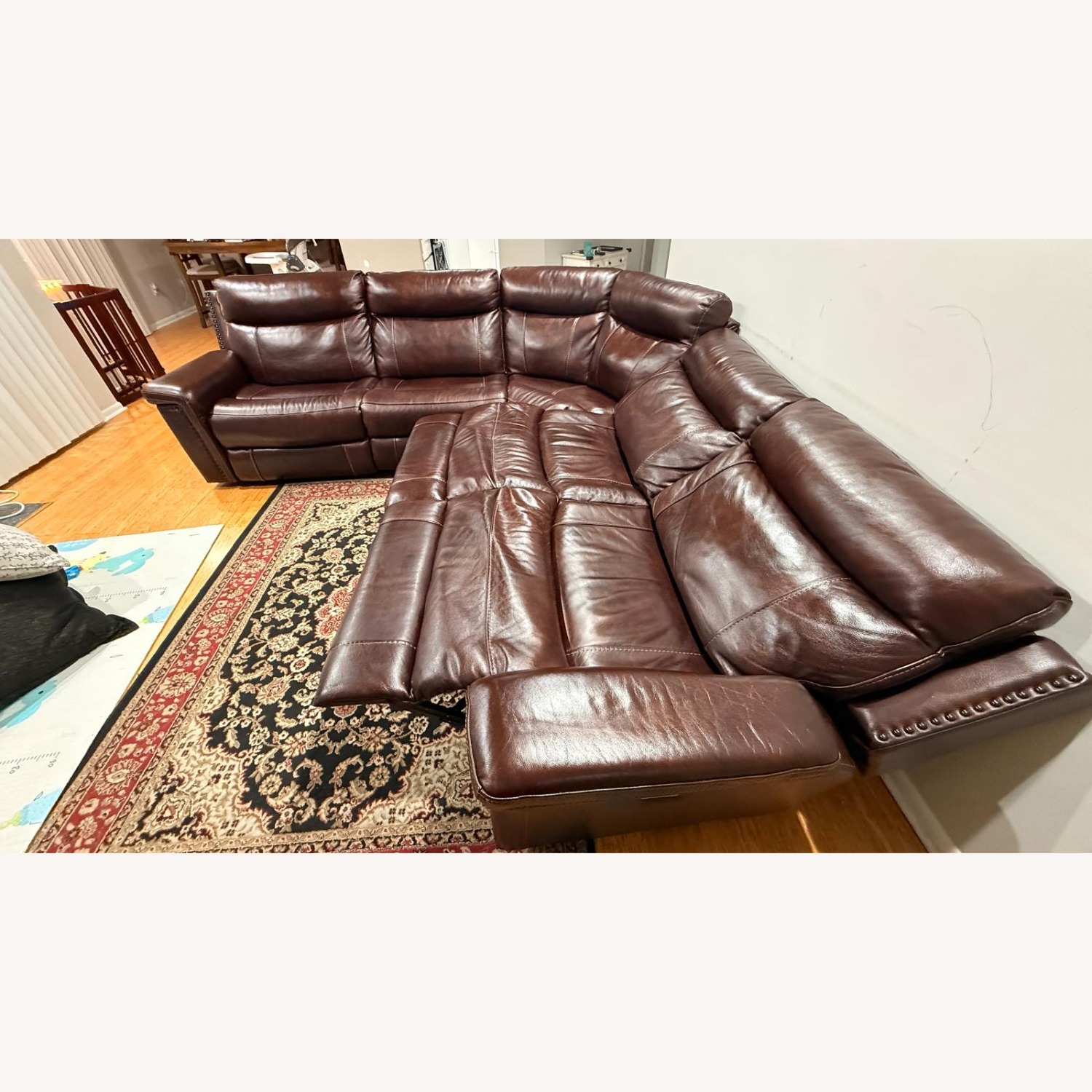 Raymour & Flanigan Leather Sectional Recliner Sofa - image-7