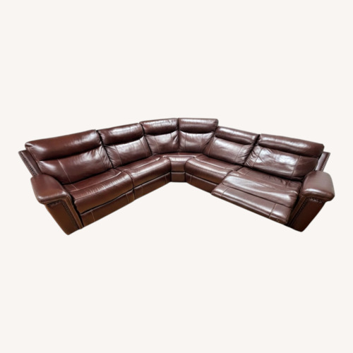 Used Raymour & Flanigan Leather Sectional Recliner Sofa for sale on AptDeco