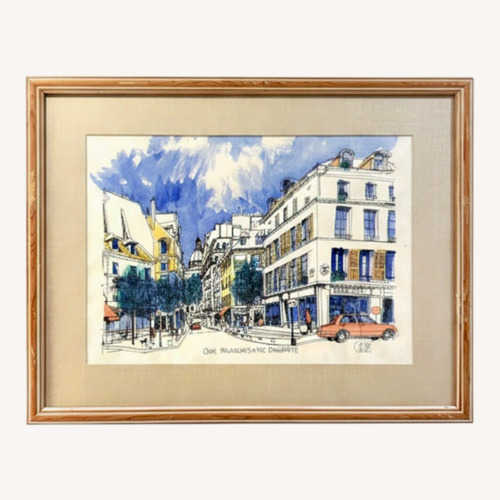 Used Large 24” x 30” Professionally Framed Paris scene for sale on AptDeco