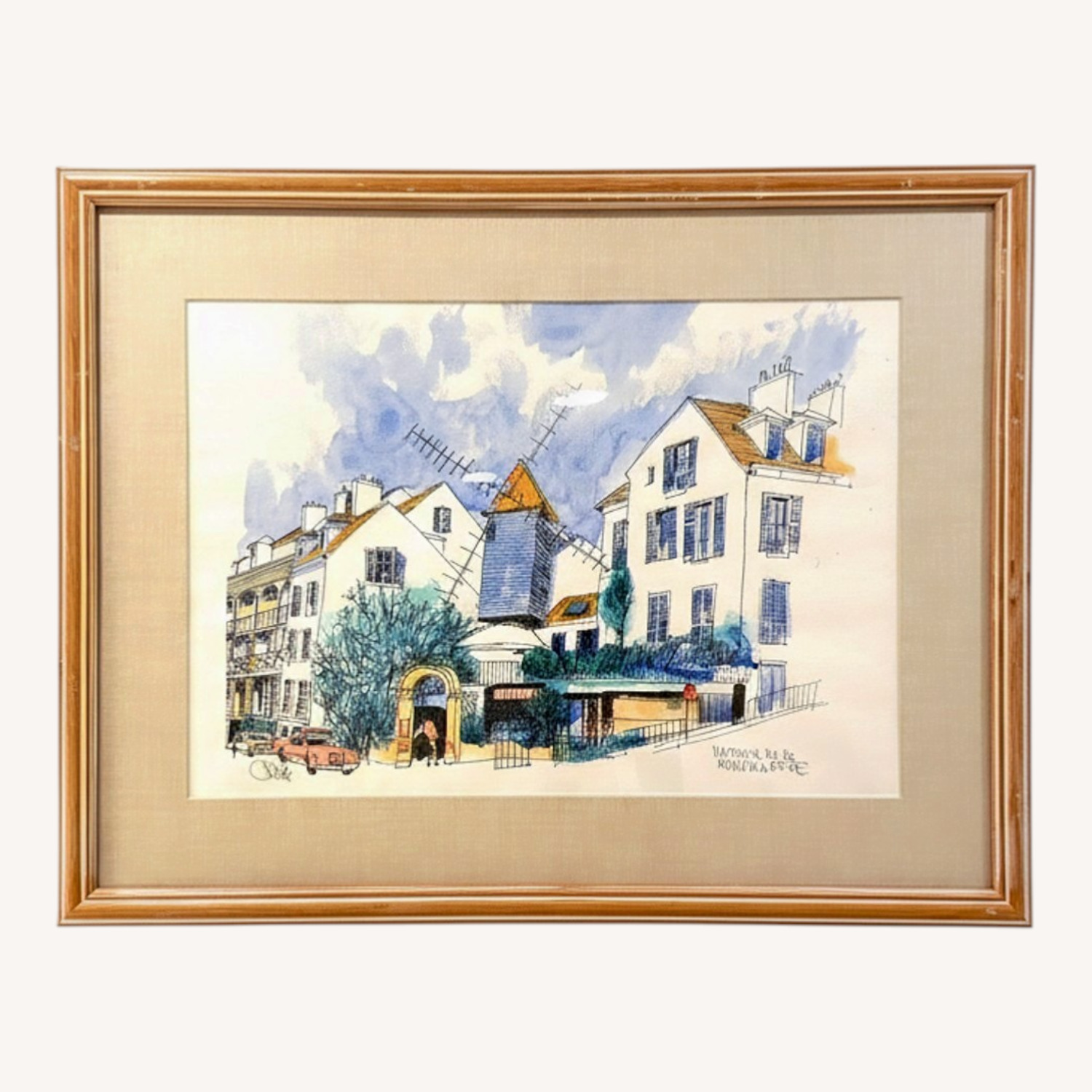 24” x 30” Professionally Framed Montmartre Scene - image-0