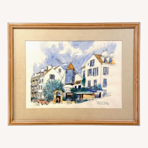 Used 24” x 30” Professionally Framed Montmartre Scene for sale on AptDeco
