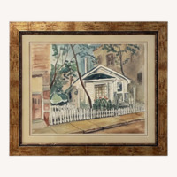 Professionally Framed Watercolor Cottage Garden