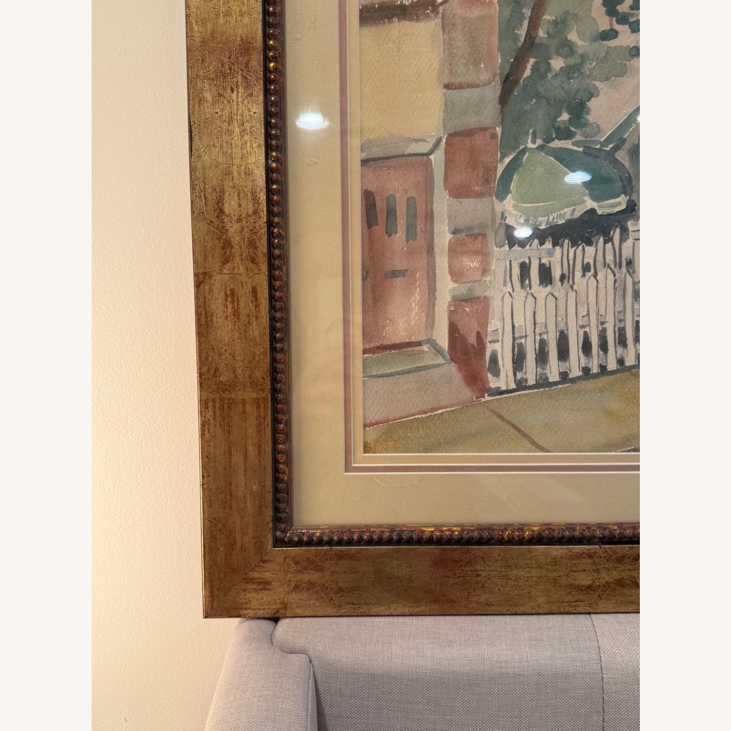 Professionally Framed Watercolor Cottage Garden - image-3