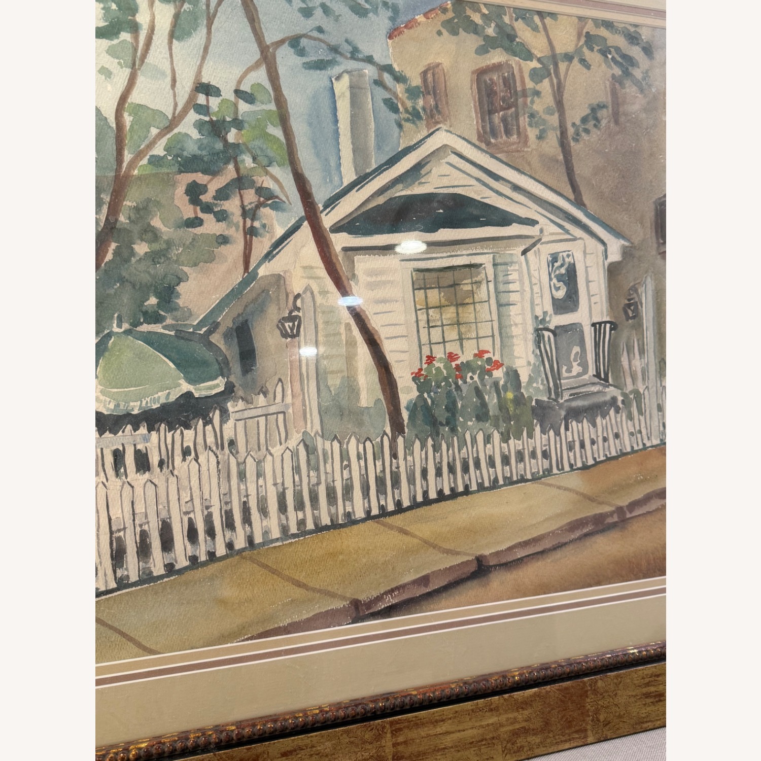 Professionally Framed Watercolor Cottage Garden - image-2