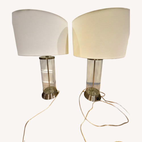 Used Modern Glass Table Lamps with USB Port – Pair for sale on AptDeco
