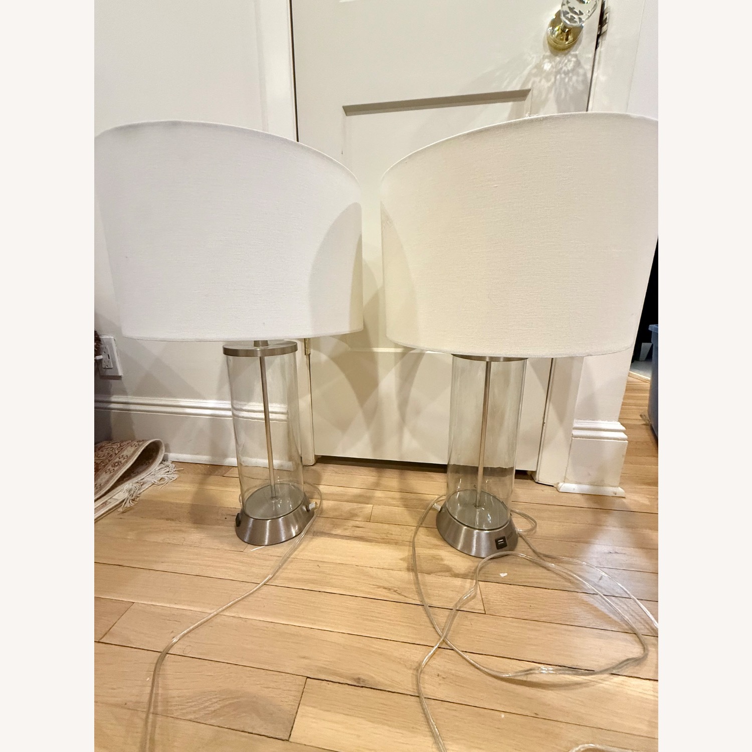 Modern Glass Table Lamps with USB Port – Pair - image-1